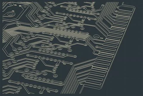 Circuit board blueprint close-up Stockillustratie
