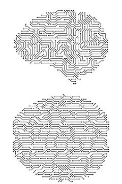 Circuit board brains. Artificial intelligence microchip, AI chip and digital Stock Illustration