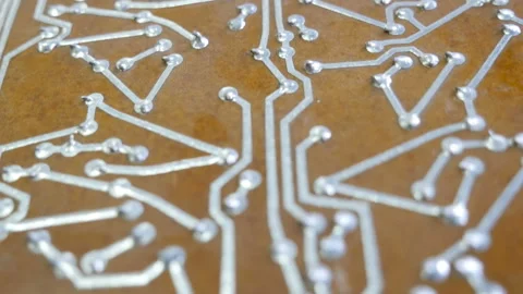 The circuit board. The camera moves over the circuit board. Stock Footage 94112704
