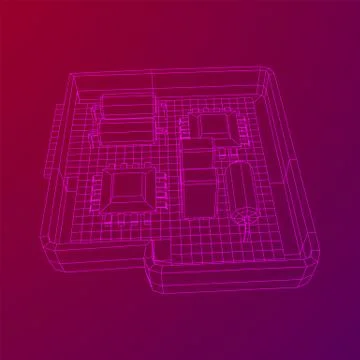 Circuit board in case. Electronic computer components motherboard. イラスト素材