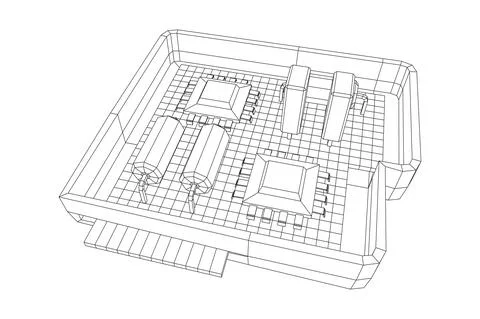 Circuit board in case. Electronic computer components motherboard. Stock Illustration