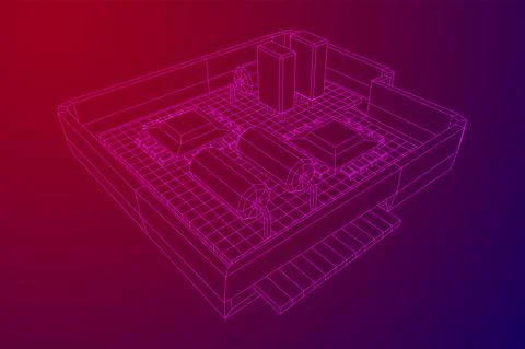 Circuit board in case. Electronic computer components motherboard. イラスト素材
