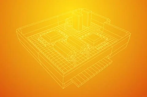 Circuit board in case. Electronic computer components motherboard. イラスト素材
