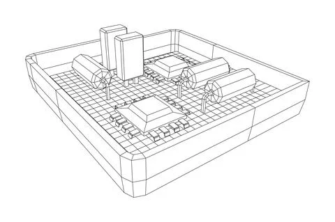 Circuit board in case. Electronic computer components motherboard. イラスト素材