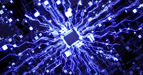 Circuit Board with Central Processing Unit Showing Electrical Data. Stock Footage 306317987