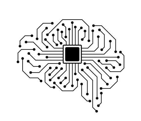 Circuit board, chip and brain, Artificial intelligence concept. vector illust Illustrazione stock