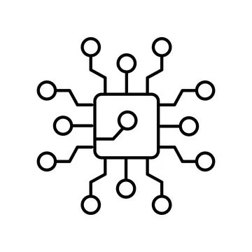 Circuit board chip icon representing technology and data connection Stock Illustration