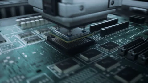 Circuit Board Chip Manufacturing Robotic Arms Stock Footage 319994569