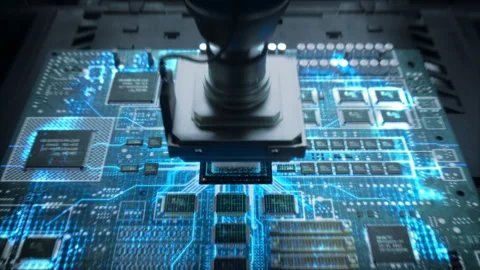 Circuit Board Chip Manufacturing Robotic Arms Video stock 319994598