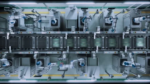 Circuit Board Chip Manufacturing Robotic Arms Stock Footage 319994662