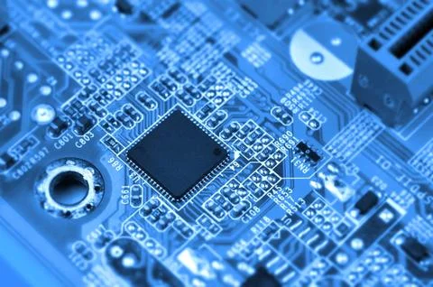 Circuit board with chip Stock Photos