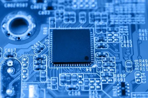Circuit board with chip Stock Photos