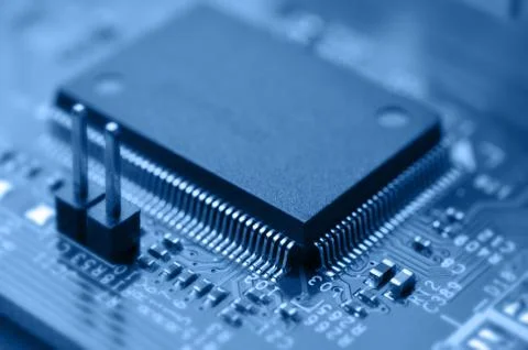 Circuit board with chip Stock Photos