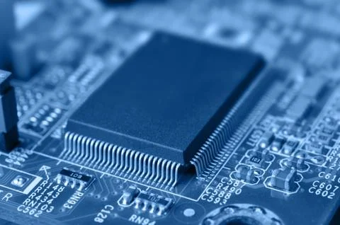 Circuit board with chip Stock Photos