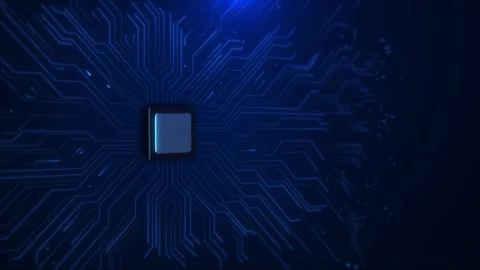Circuit board, Chip processor, Mainboard code programmer. Quantum CPU on PCB Stock Footage 277093531