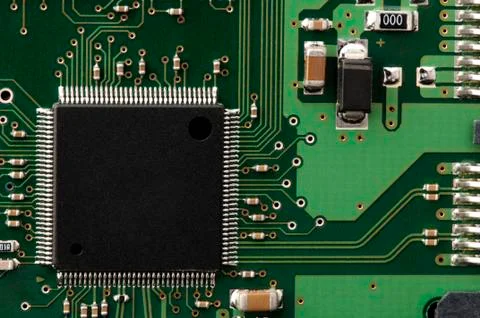 Circuit board with chips Stock Photos