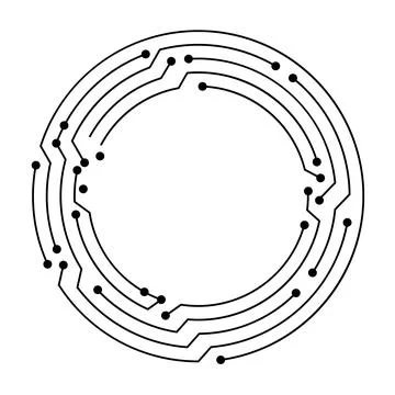 Circuit board circle frame. Abstract digital round frame, hardware board and 스톡 일러스트