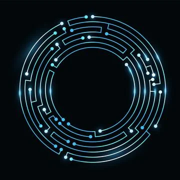 Circuit board circle frame. Abstract digital round frame, hardware board and Stock Illustration