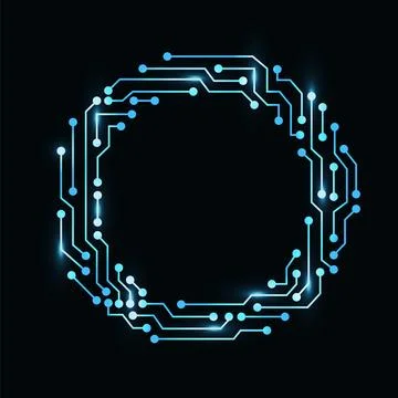 Circuit board circle frame. Abstract digital round frame, hardware board and Stock Illustration
