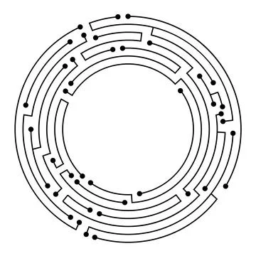 Circuit board circle frame. Abstract digital round frame, hardware board and 스톡 일러스트