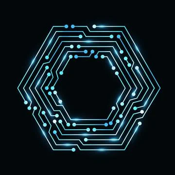 Circuit board circle frame. Abstract digital round frame, hardware board and Stock Illustration