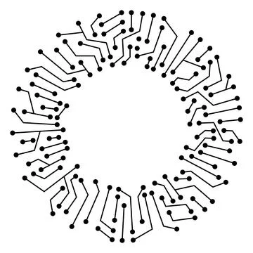 Circuit board circle frame. Abstract digital round frame, hardware board and 스톡 일러스트