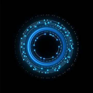 Circuit board circle frame. Abstract digital round frame, hardware board and 스톡 일러스트