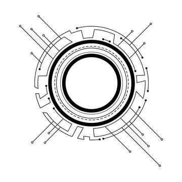 Circuit board circle frame. Abstract digital round frame, hardware board and 스톡 일러스트