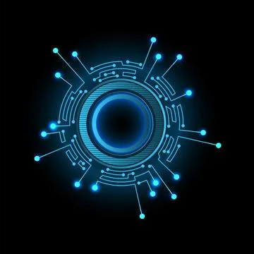 Circuit board circle frame. Abstract digital round frame, hardware board and Illustrazione stock