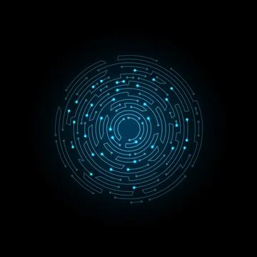 Circuit board circle frame. Abstract digital round frame, hardware board and イラスト素材