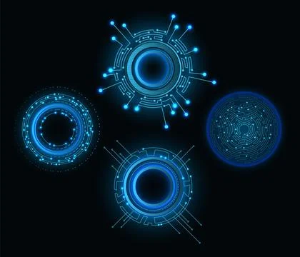 Circuit board circle frame. Abstract digital round frame, hardware board and イラスト素材