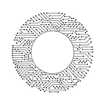 Circuit board circle frame. Abstract digital round frame, hardware board and イラスト素材