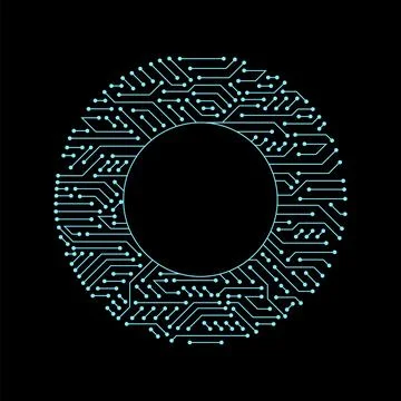 Circuit board circle frame. Abstract digital round frame, hardware board and Stock Illustration