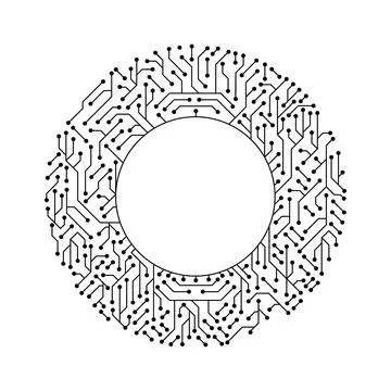 Circuit board circle frame. Abstract digital round frame, hardware board and Stock Illustration