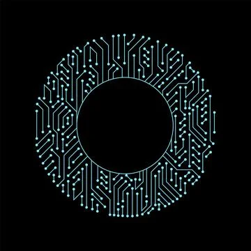 Circuit board circle frame. Abstract digital round frame, hardware board and イラスト素材