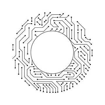 Circuit board circle frame. Abstract digital round frame, hardware board and Stock Illustration