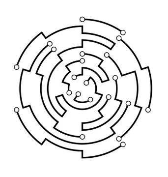Circuit board circular frame. Abstract connection ring. Futuristic motherboar Stock Illustration