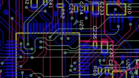 Circuit Board (Colored Slow - Long Play)  pcb Up Down 720p Stock Footage 36267190