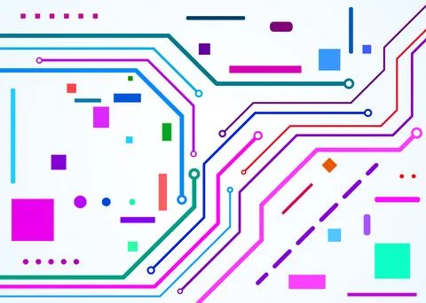 Circuit board colorful, technology background, vector illustration Illustrazione stock
