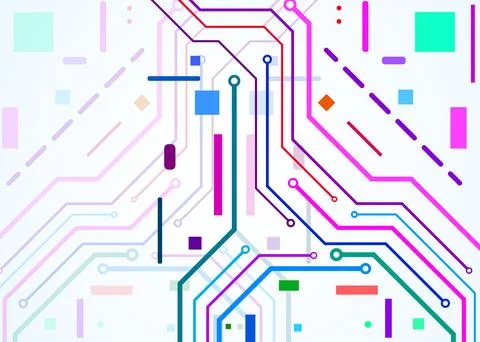 Circuit board colorful, technology background, vector illustration Illustrazione stock