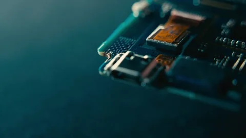 Circuit Board Components Captured in Close Up Macro Photography View 库存影片 331164562
