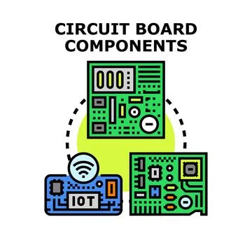 Circuit board components concept interconnecting technology system 스톡 일러스트