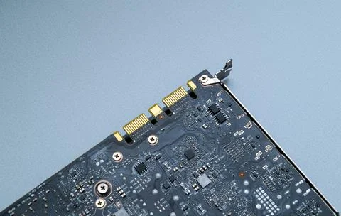 Circuit board components on the new Professional Nvidia Quadro RTX Foto stock