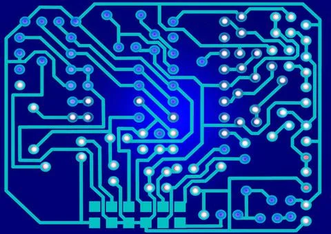 Circuit Board Computer circuit board background in green and yellow Copyri... Stock Photos