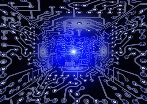 Circuit Board Computer circuit board background in green and yellow Copyri... Stock Photos