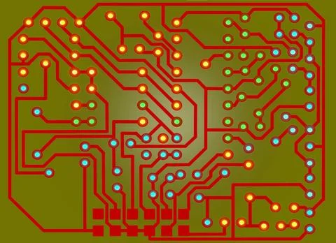 Circuit Board Computer circuit board background in green and red Copyright... Stock Photos