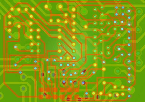 Circuit Board Computer circuit board background in green and red Copyright... Stock Photos
