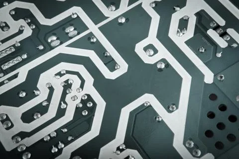 Circuit board from the computer closeup Stock Photos