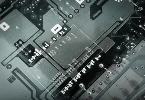 Circuit board from the computer closeup Stock Photos
