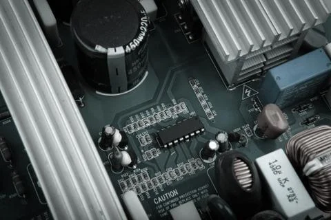 Circuit board from the computer closeup Stock Photos